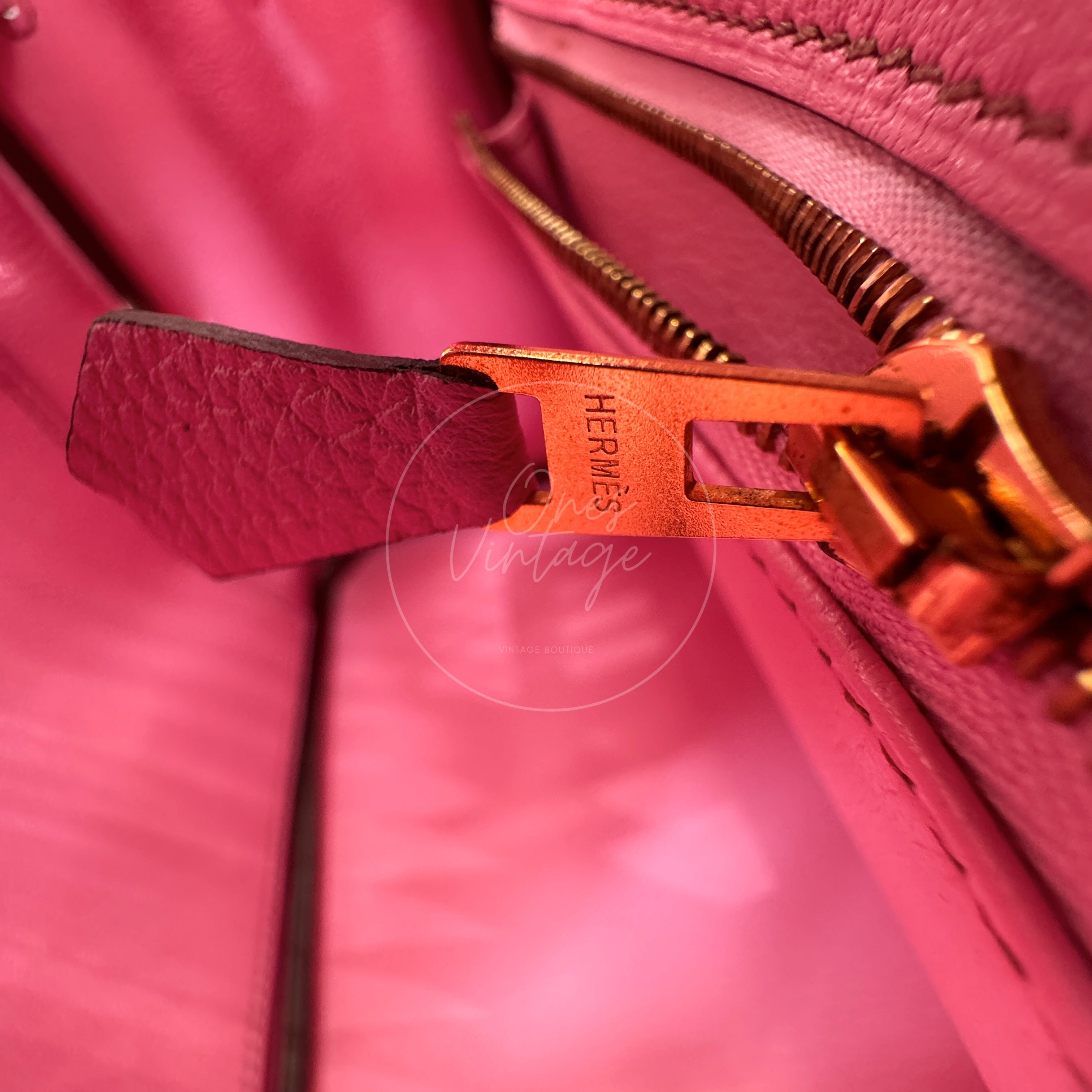 [Pre-owned] Hermes Birkin 25 5P Bubblegum Togo Stamp Q GHW Handbag
