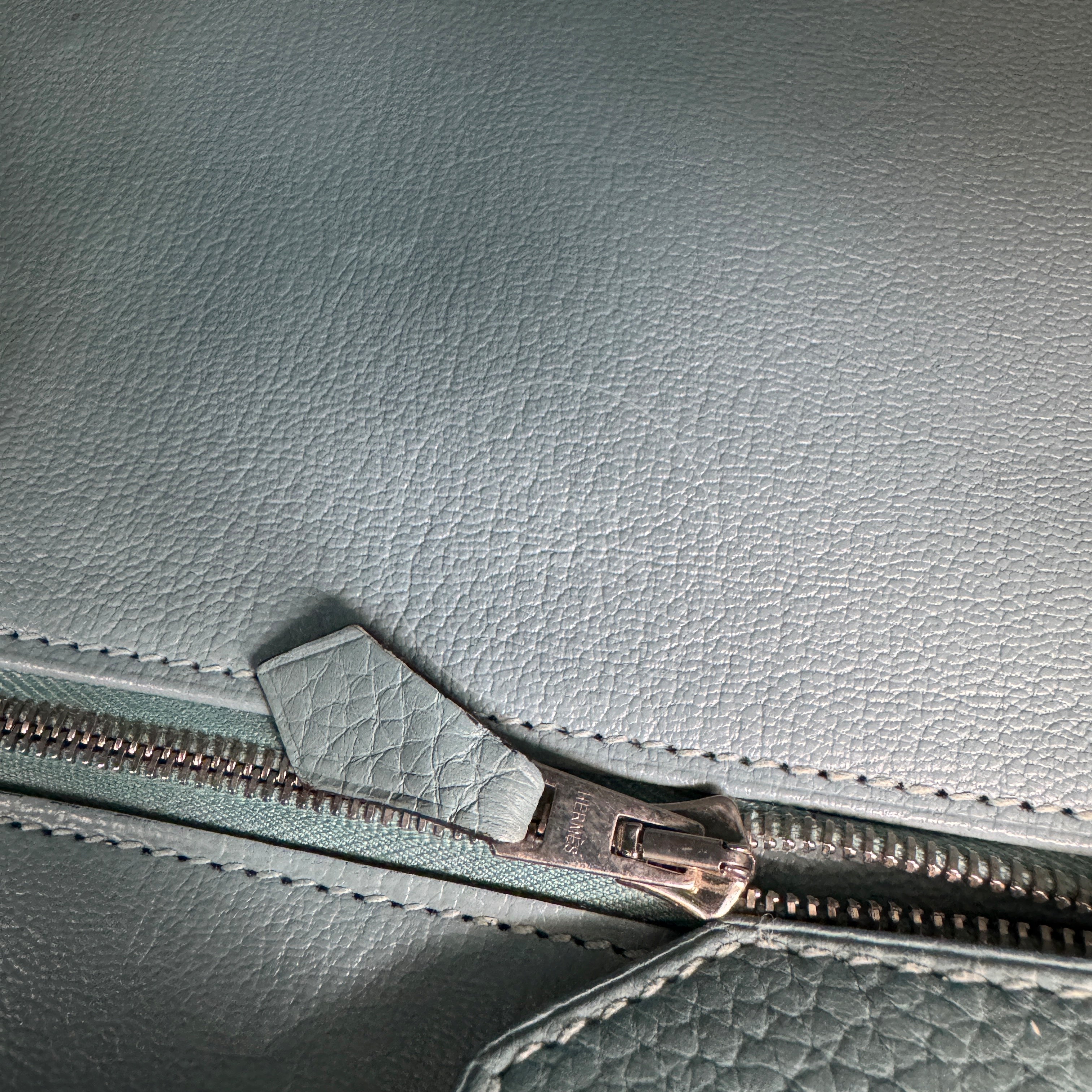 [Pre-owned] Hermes Birkin Shoulder Light Blue Stamp Square M PHW