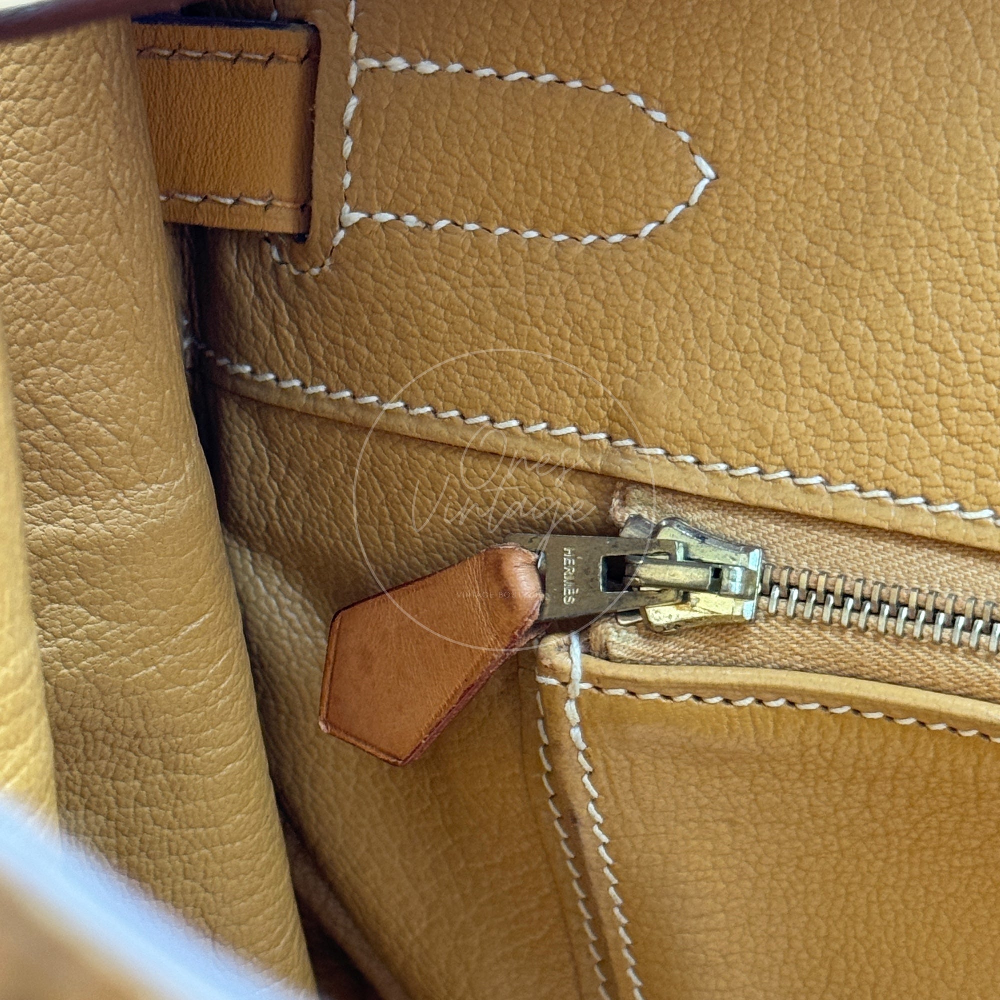 [Pre-owned] Hermes Birkin 30 Beige Swift Denim Jean GHW Stamp Square I