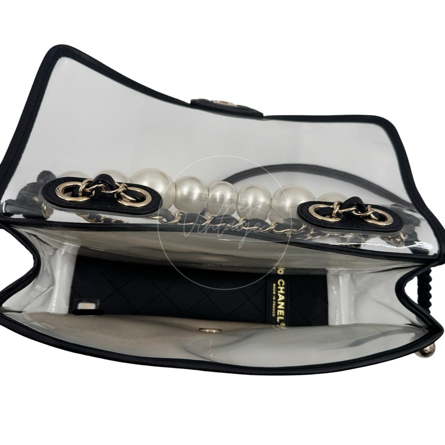 [Pre-owned] Chanel Sand by The Sea Pearl in Clear Classic Flap Bag