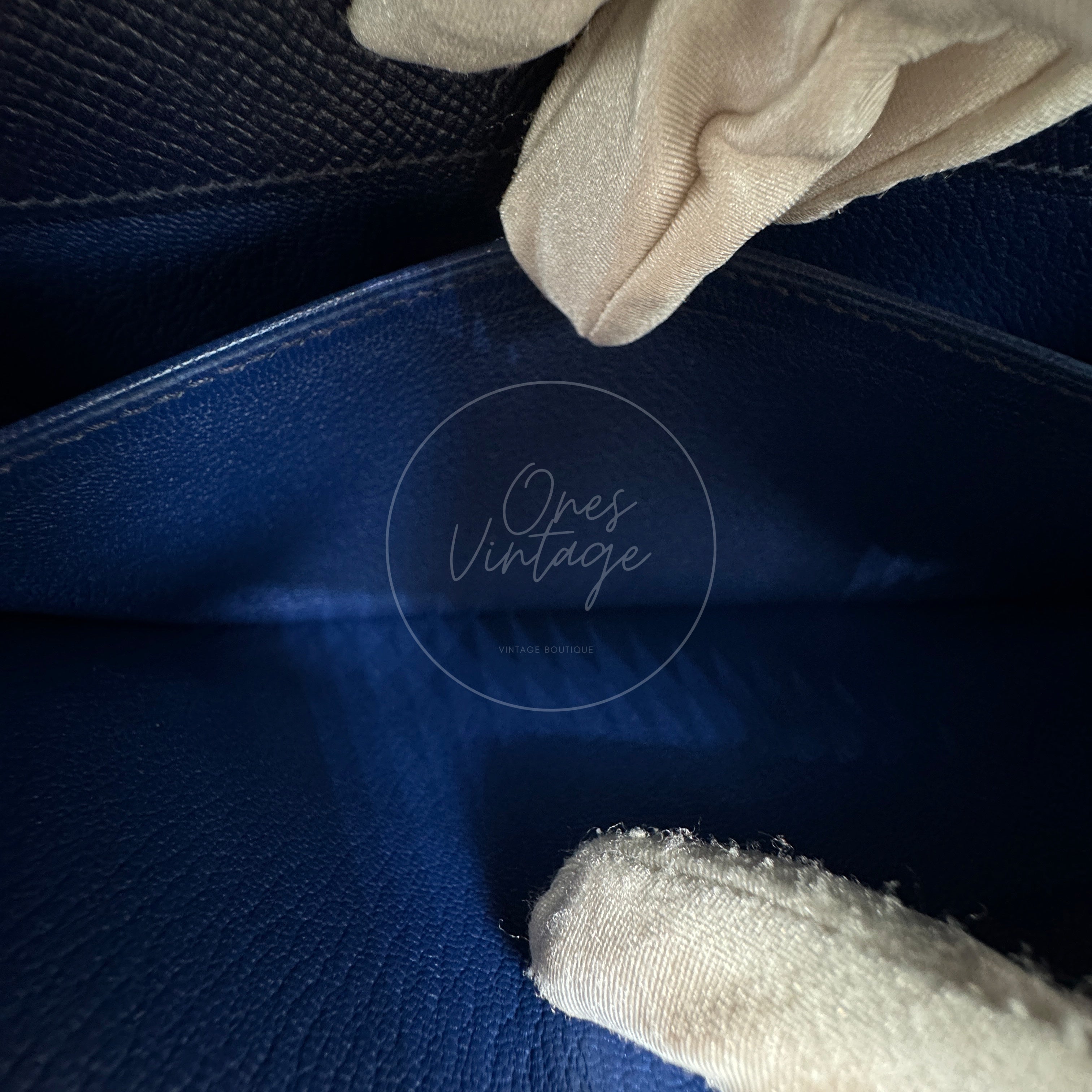[Pre-owned] Hermes Kelly Cut Clutch Bleu Saphir Epsom GHW Stamp X
