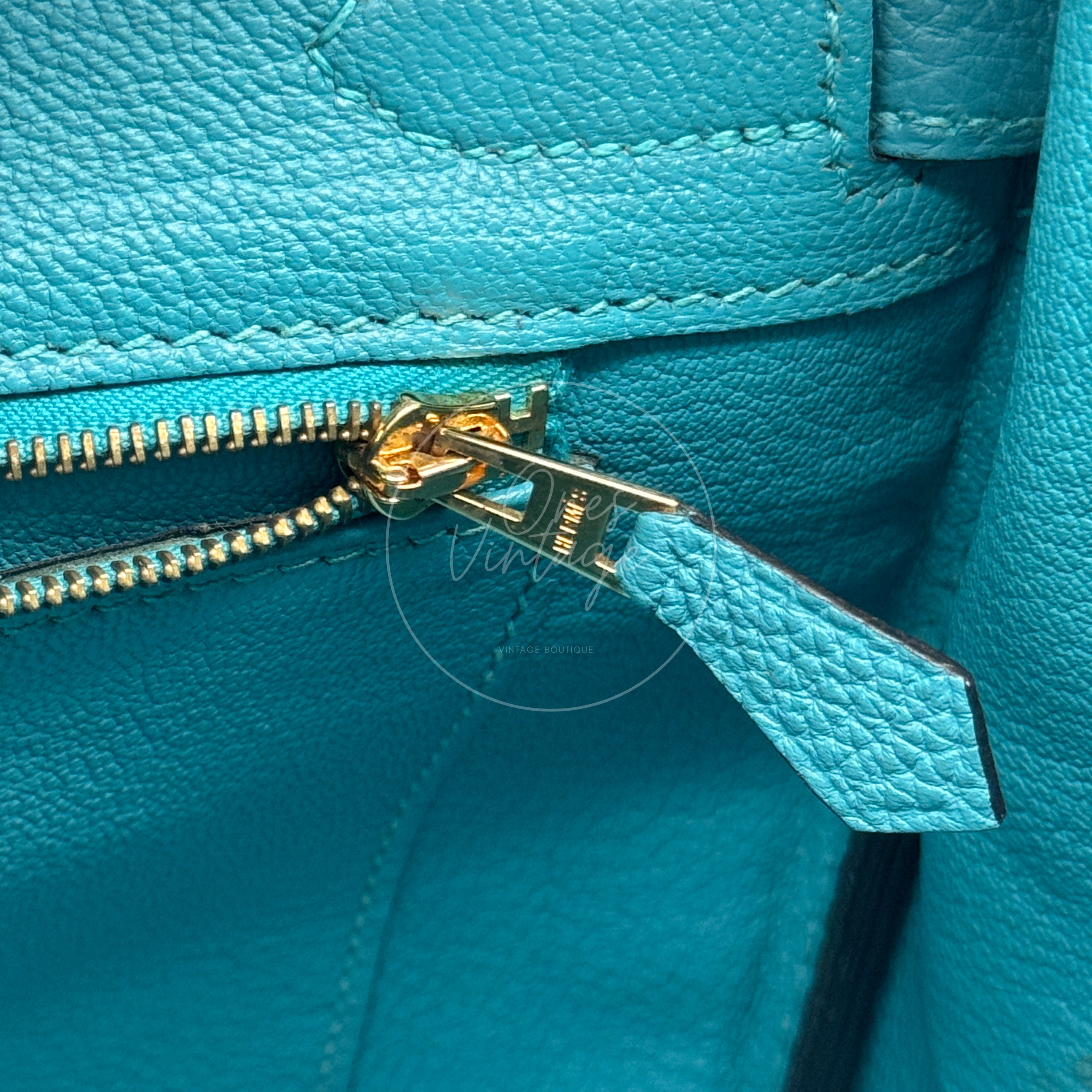 [Pre-owned] Hermes Birkin 30 Blue Paon Togo GHW Stamp Square R