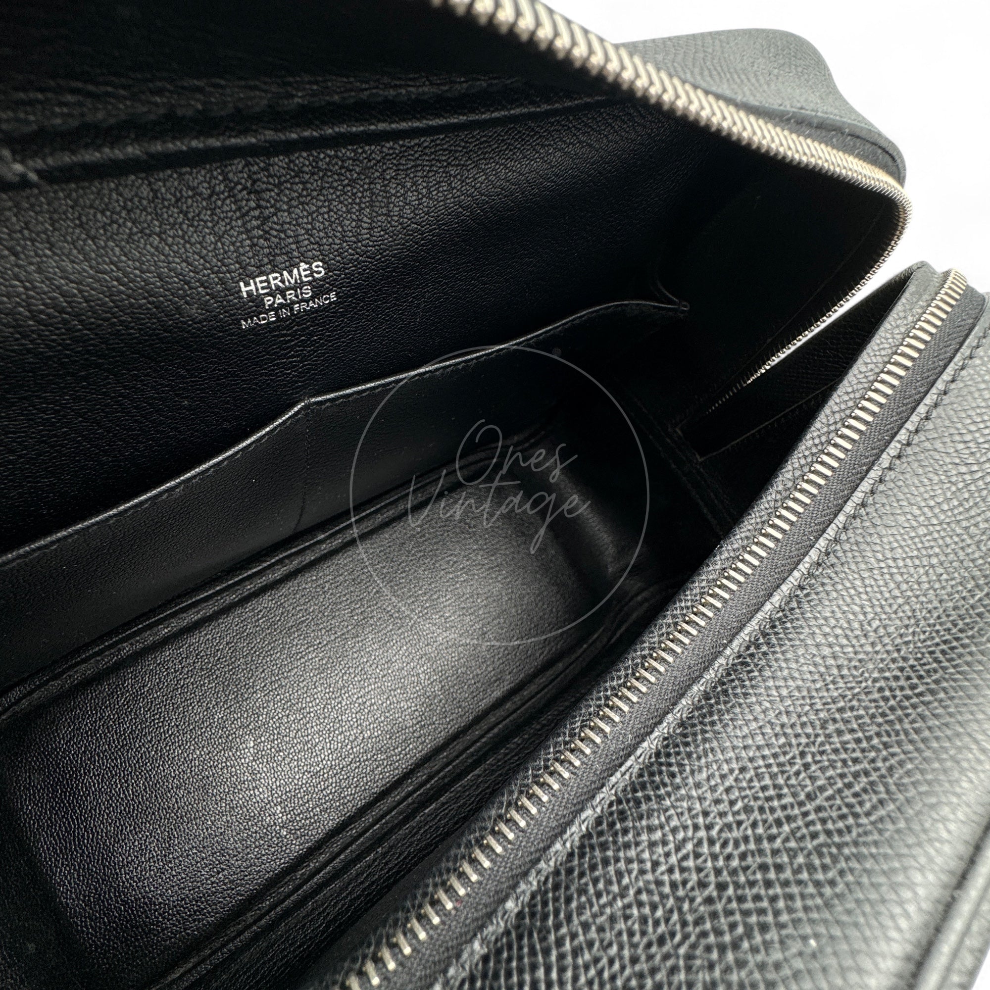 [Pre-owned] Hermes Plume 28 Black Epsom PHW Stamp Square J