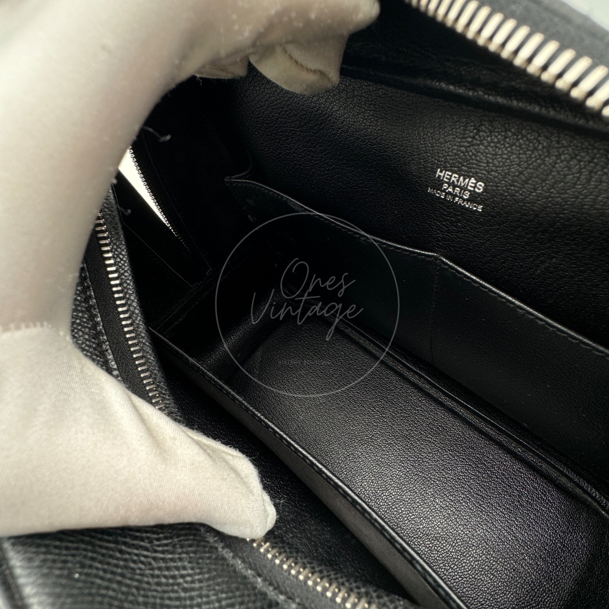 [Pre-owned] Hermes Plume 28 Black Epsom PHW Stamp Square J