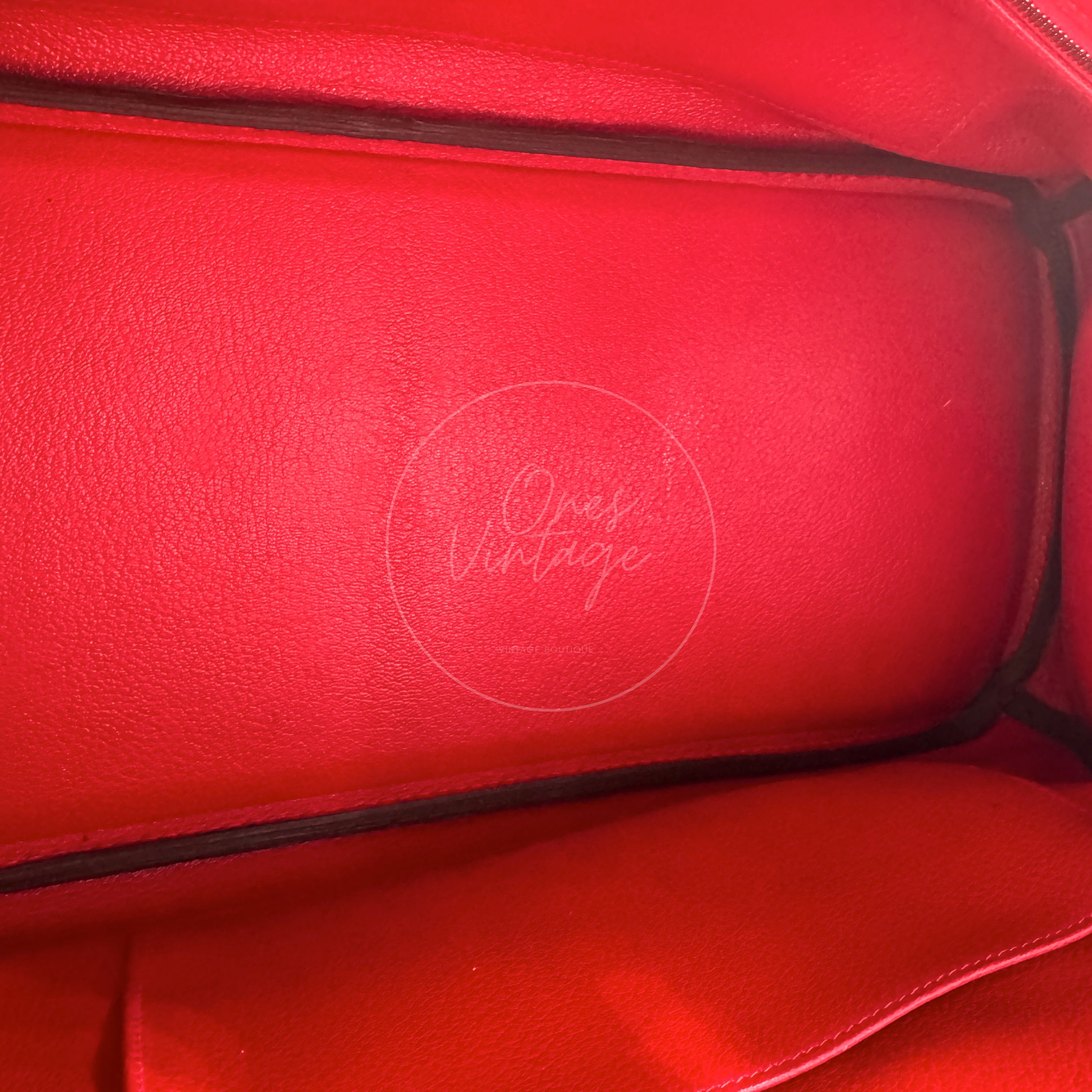 [Pre-owned] Hermes Birkin Shoulder in Red PHW Togo Stamp Square P