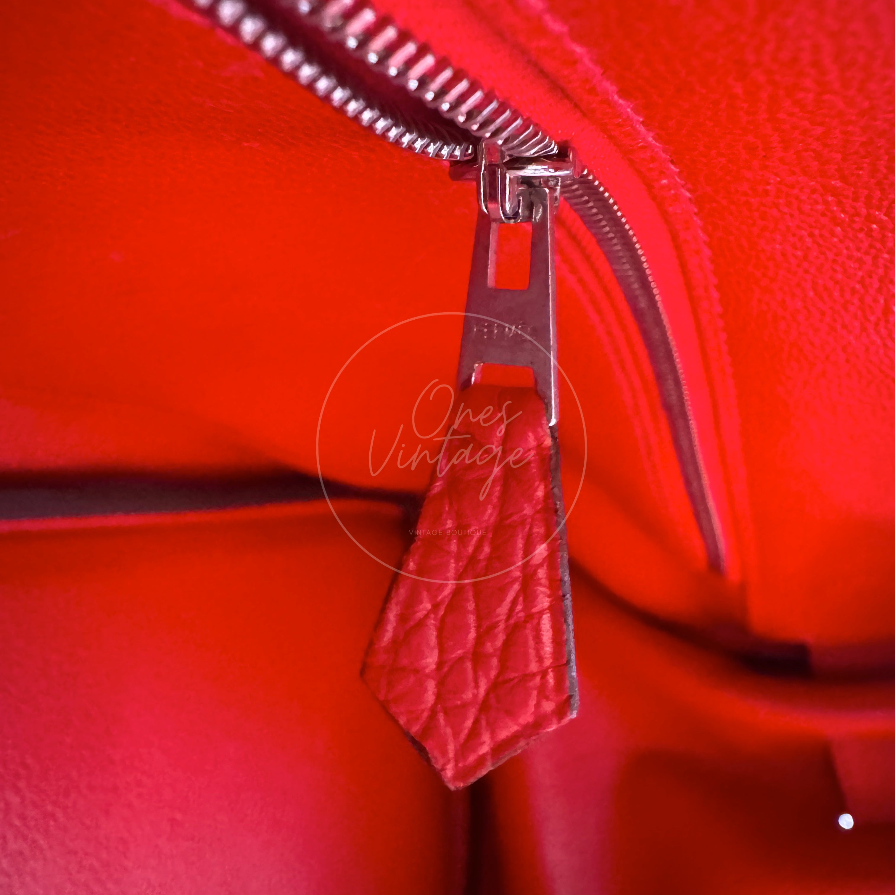 [Pre-owned] Hermes Birkin Shoulder in Red PHW Togo Stamp Square P