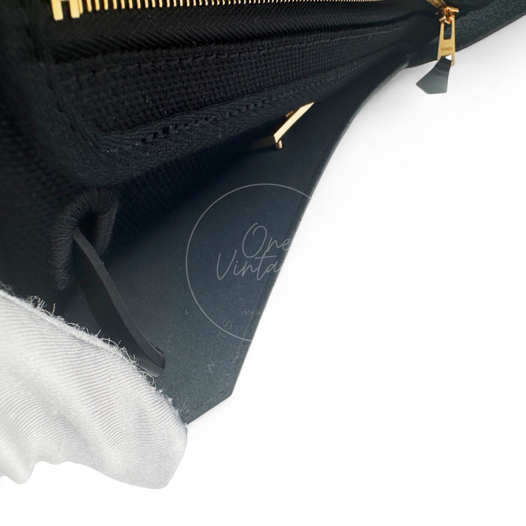 [Unused] Hermes Herbag Zip 20 Mini Black Canvas Swift GHW Stamp W