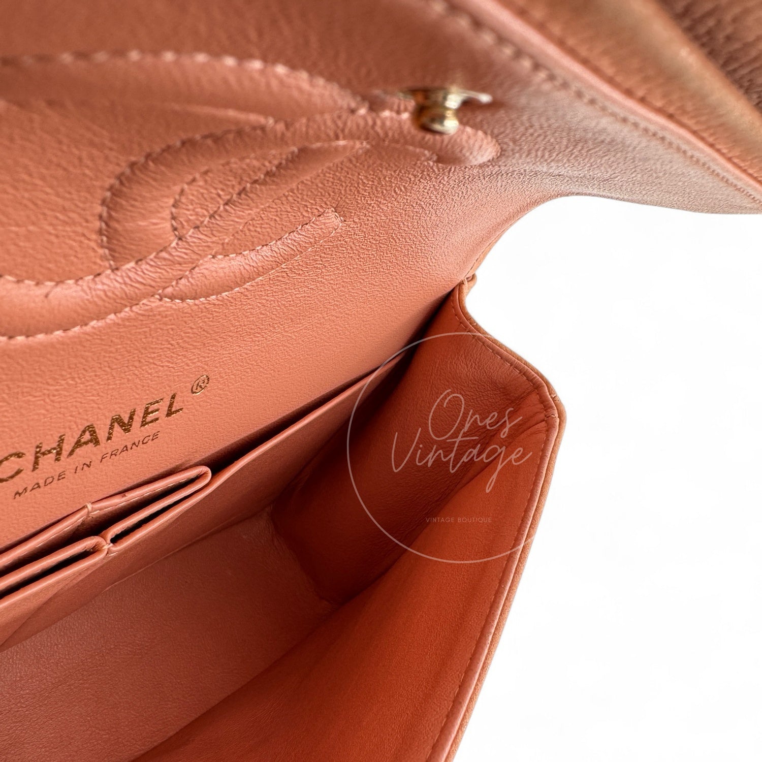 [Pre-owned] Chanel CF25 Medium Classic Flap Bag Beige Caviar