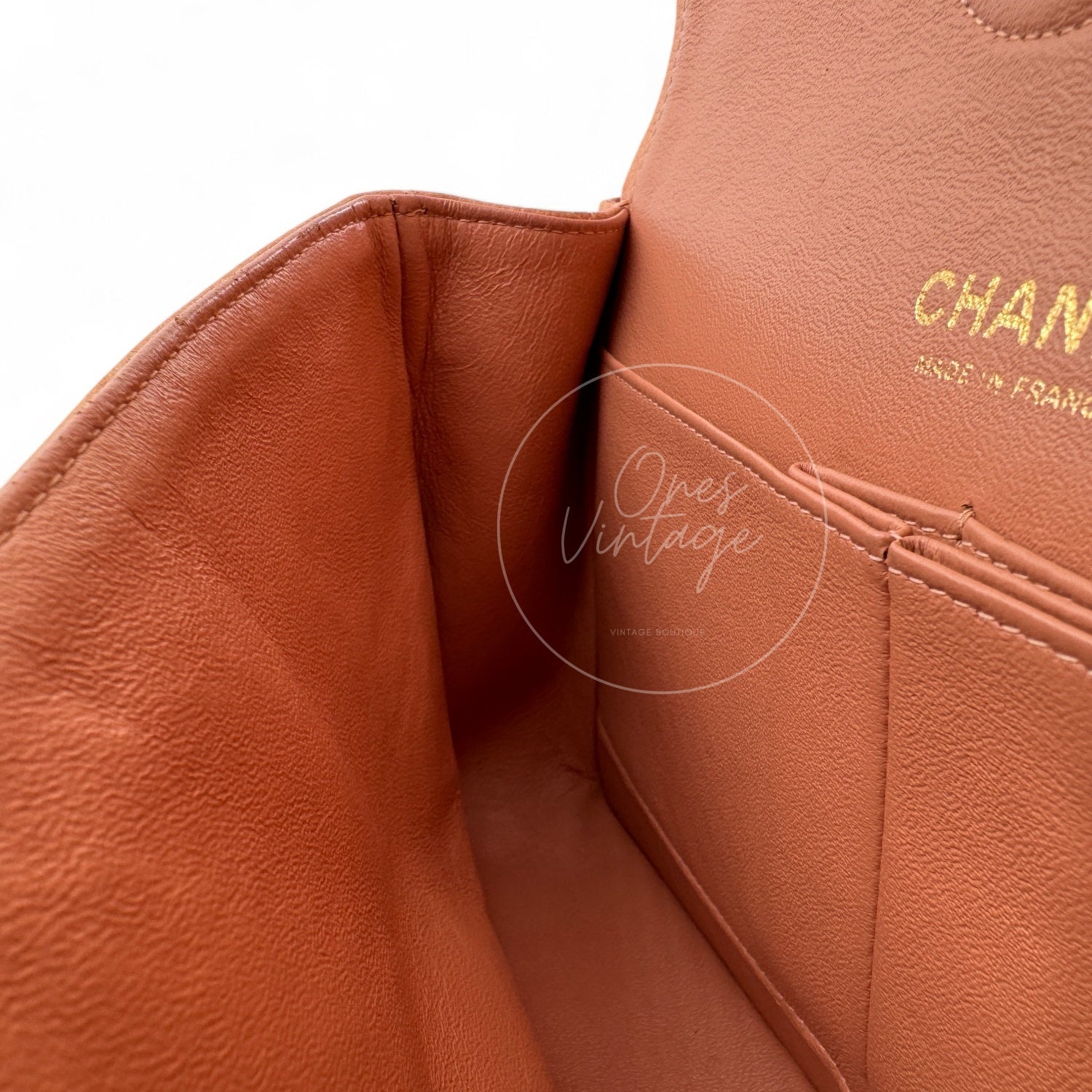 [Pre-owned] Chanel CF25 Medium Classic Flap Bag Beige Caviar