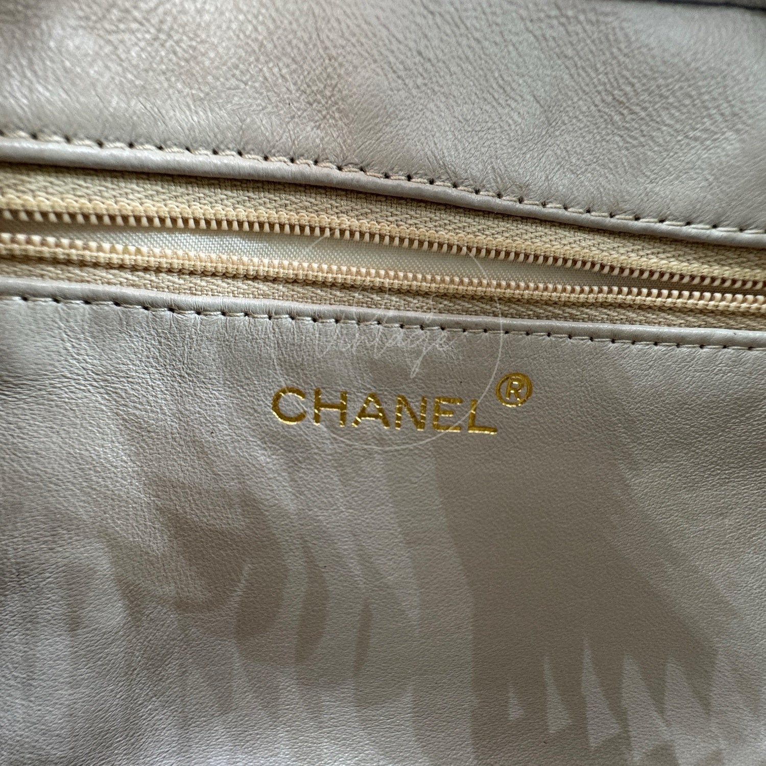 [Pre-owned] Chanel Beige Caviar V Stitch Fringe Mini Camera Bag