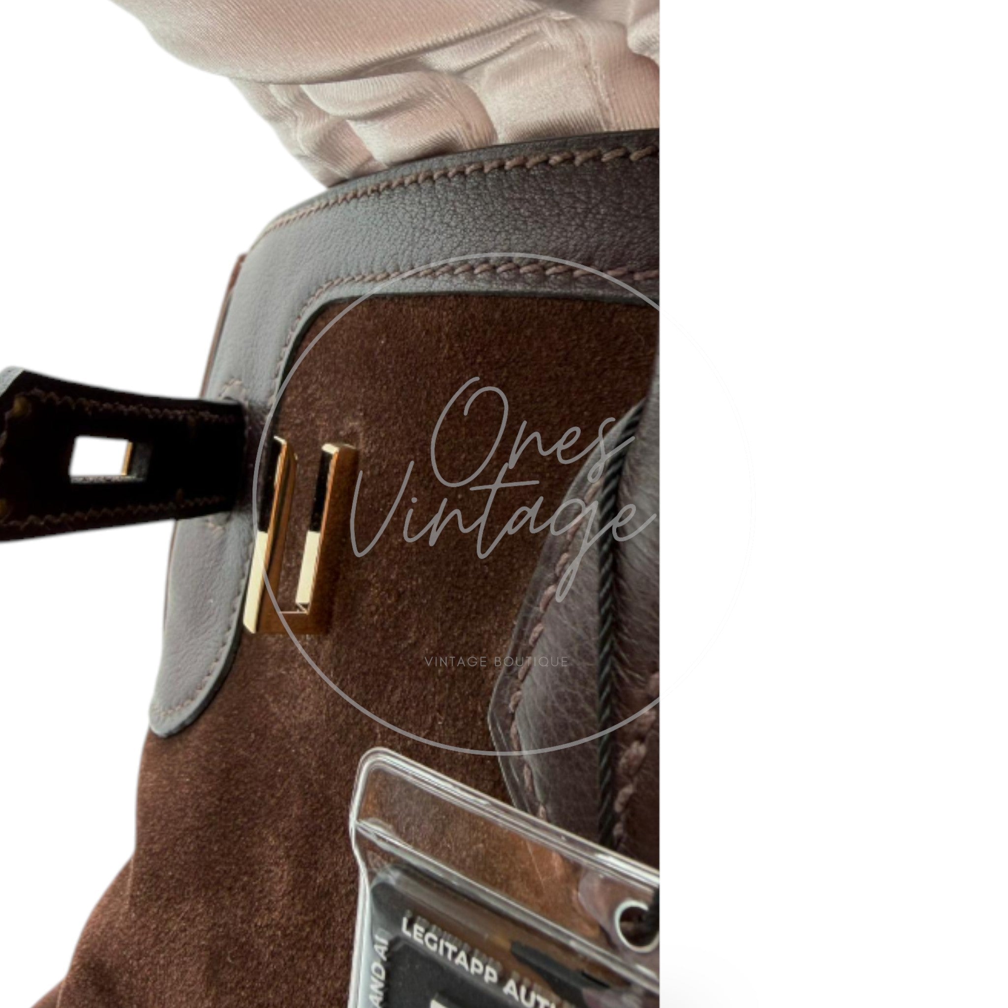 Hermes Birkin 35 Grizzly Brown Suede Square P