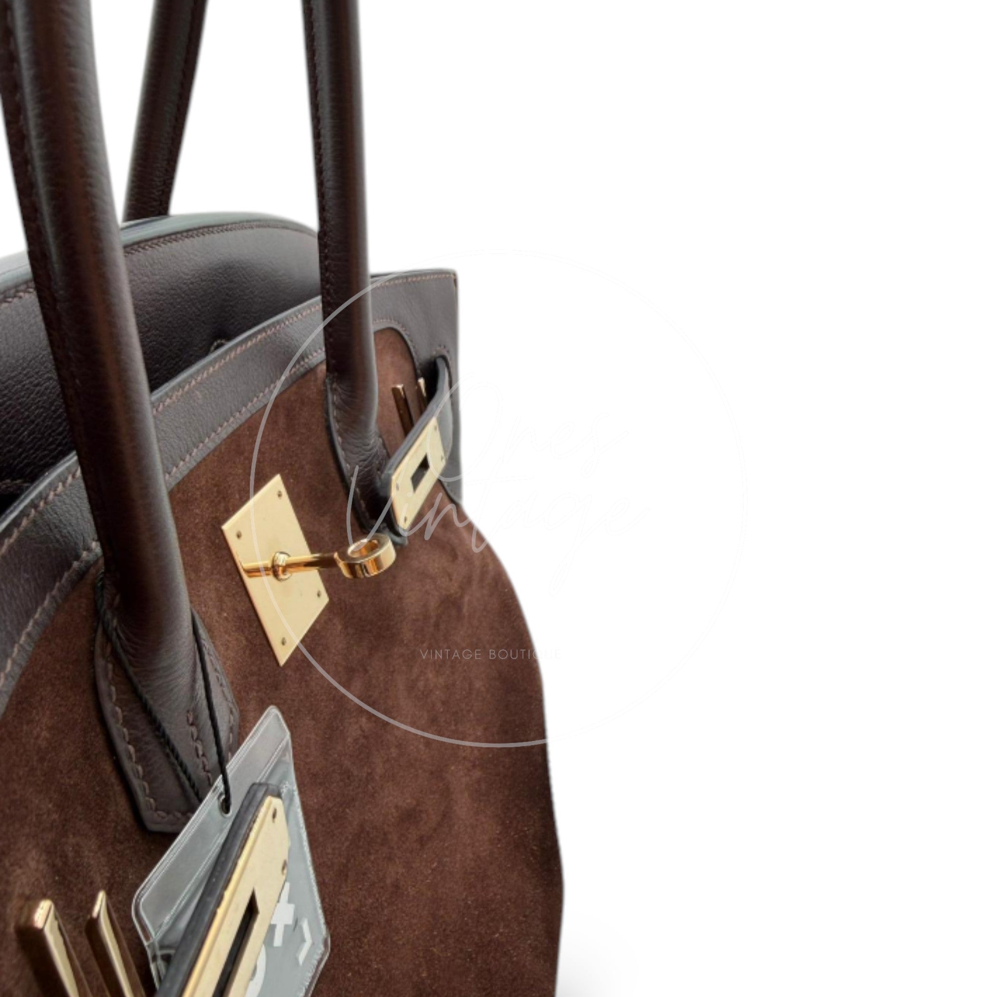 Hermes Birkin 35 Grizzly Brown Suede Square P