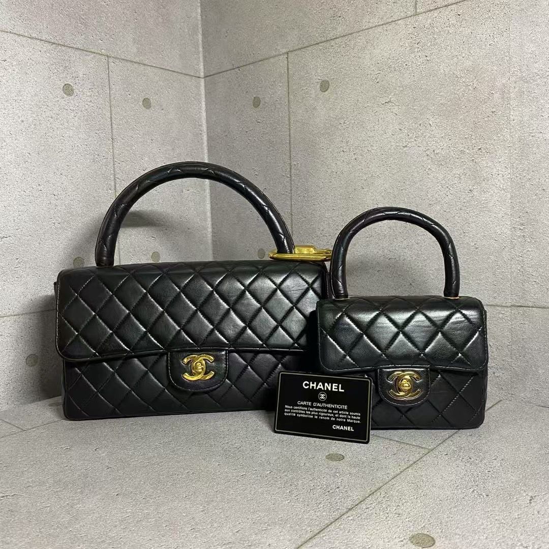 [Pre-owned] Chanel Vintage Black Lambskin Twins Bag