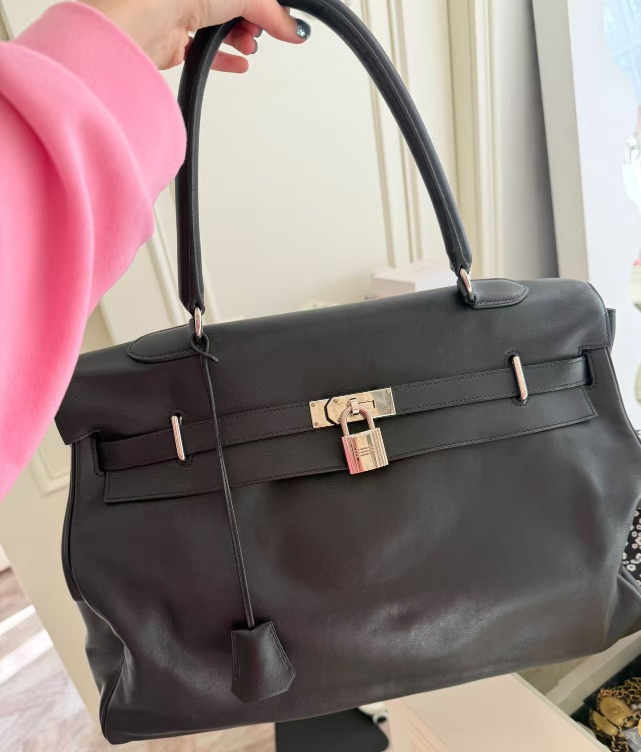 [Pre-owned] Hermes Kelly Relax 50 Black PHW