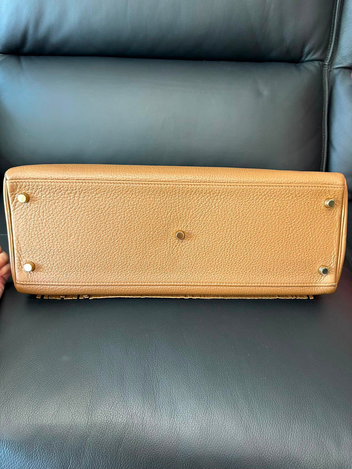Hermes Kelly shoulder fringe Milk Tea