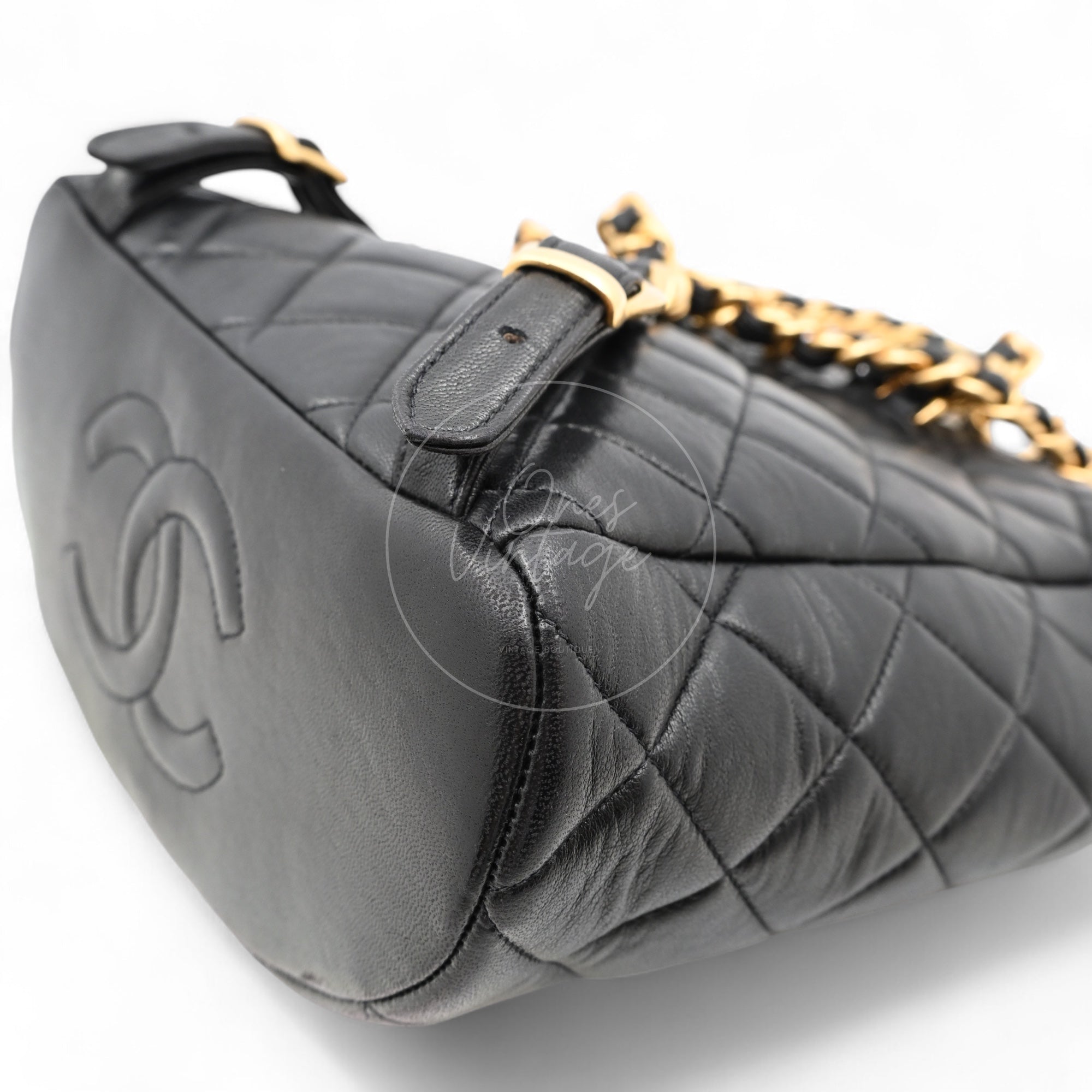 [Pre-owned] Chanel Vintage Black Lambskin Duma Backpack