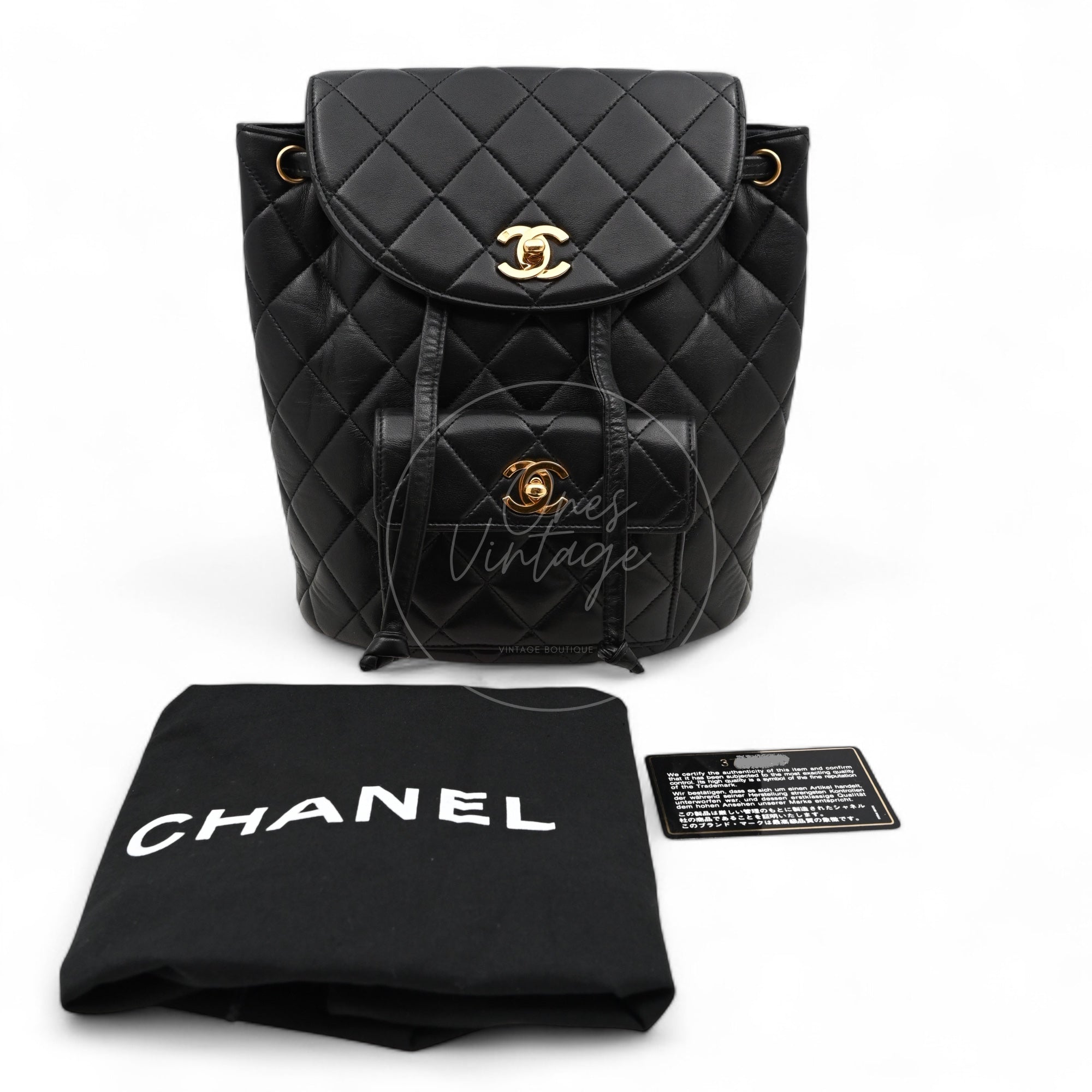 [Pre-owned] Chanel Vintage Black Lambskin Duma Backpack