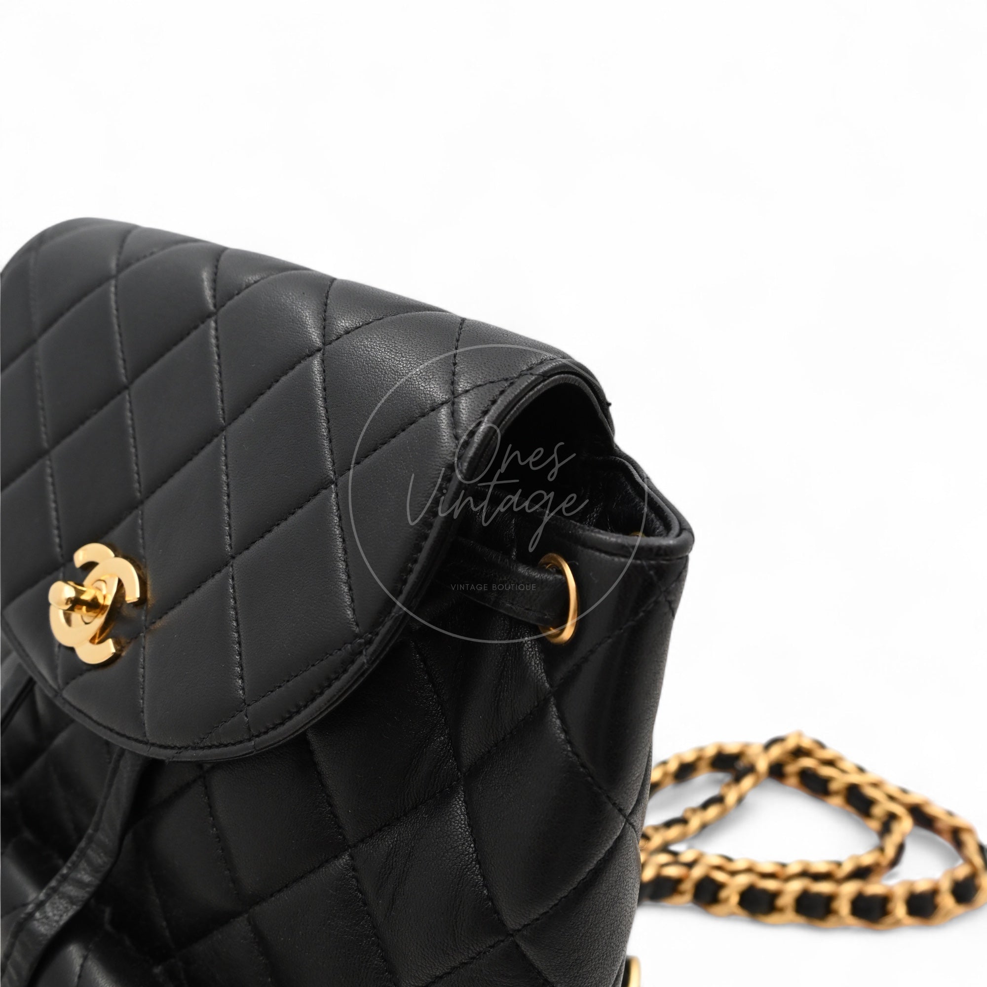 [Pre-owned] Chanel Vintage Black Lambskin Duma Backpack