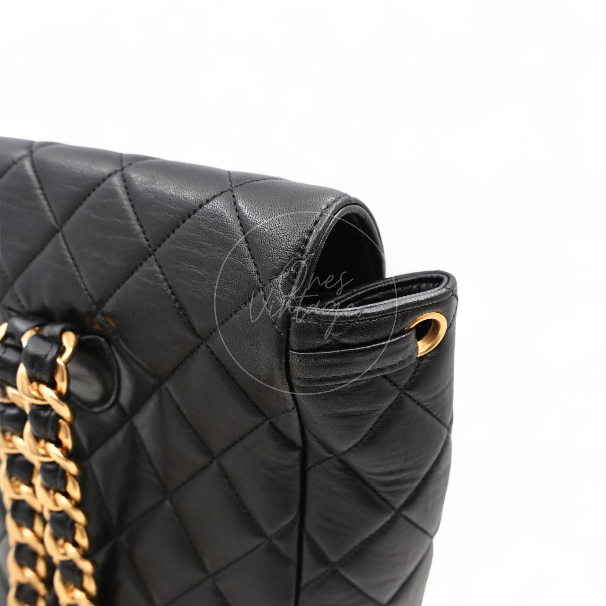 [Pre-owned] Chanel Vintage Black Lambskin Duma Backpack
