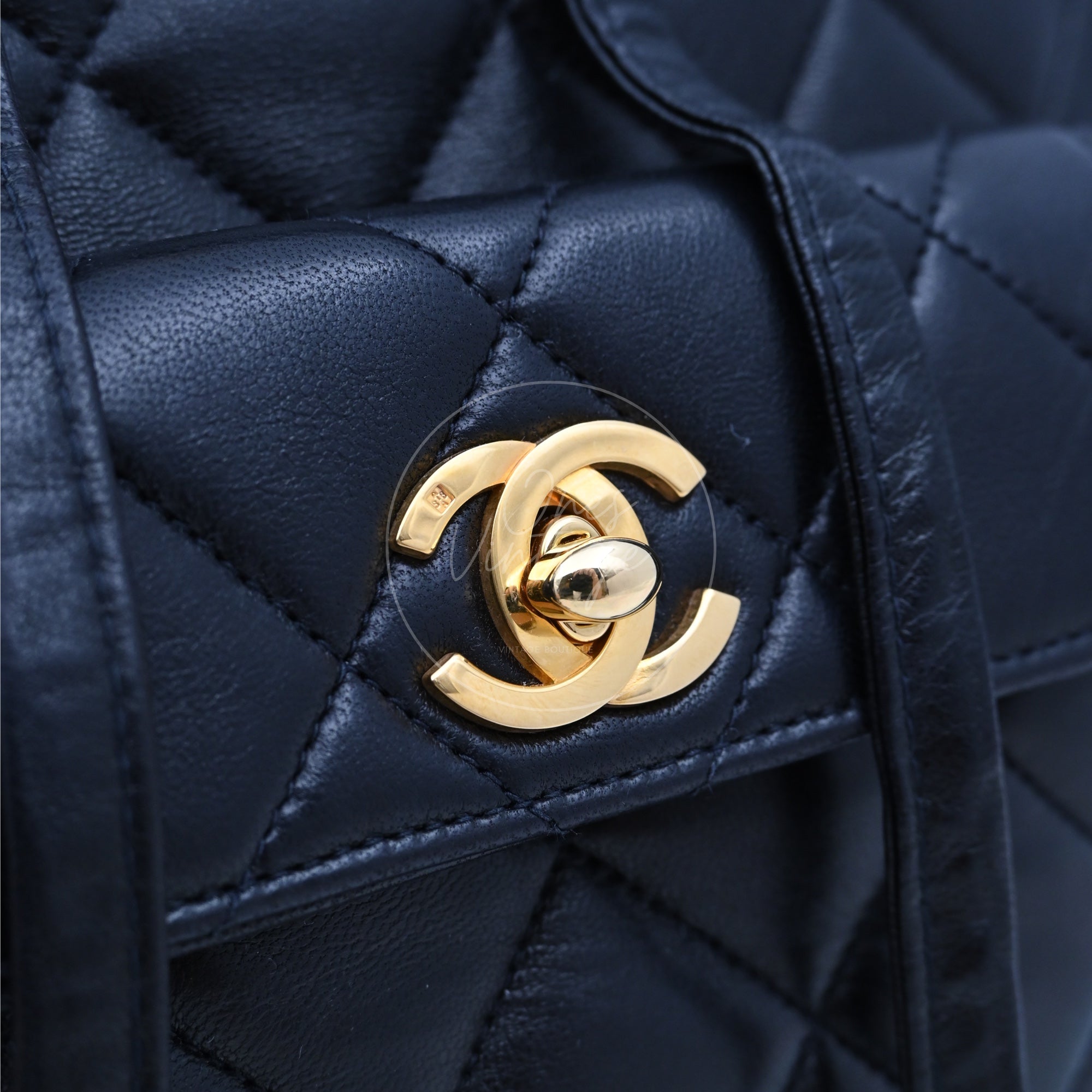 [Pre-owned] Chanel Vintage Black Lambskin Duma Backpack