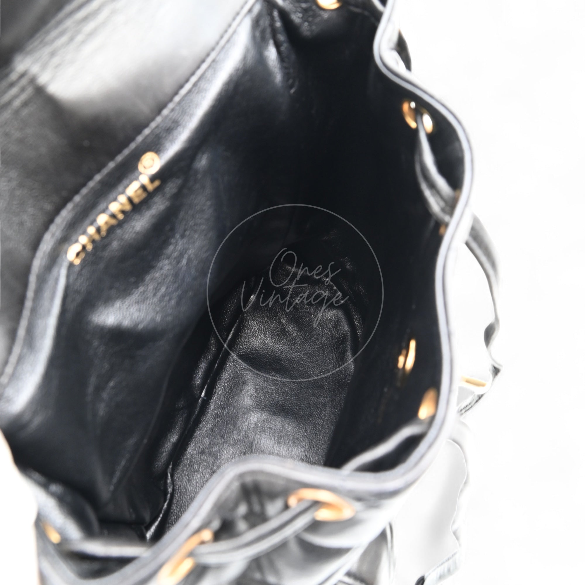 [Pre-owned] Chanel Vintage Black Lambskin Duma Backpack