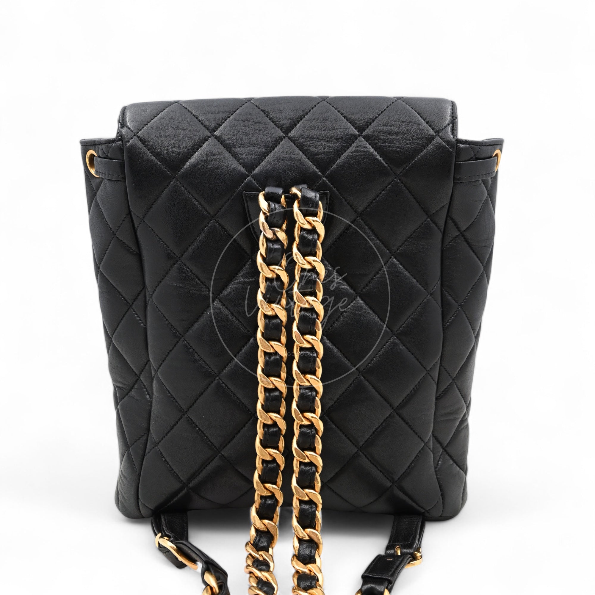 [Pre-owned] Chanel Vintage Black Lambskin Duma Backpack