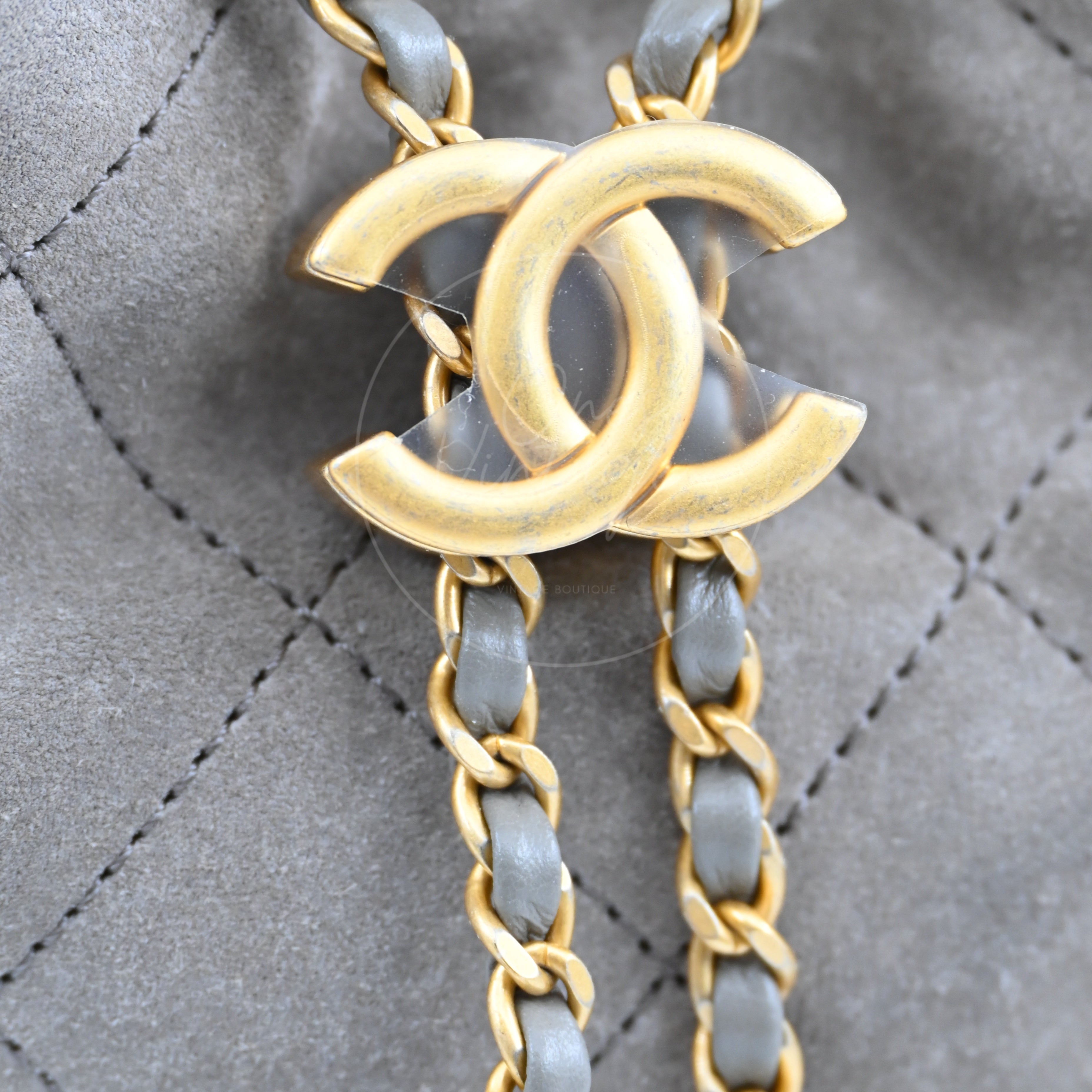 [Unused] Chanel Small 25 Bag Gray Suede GHW Microchip