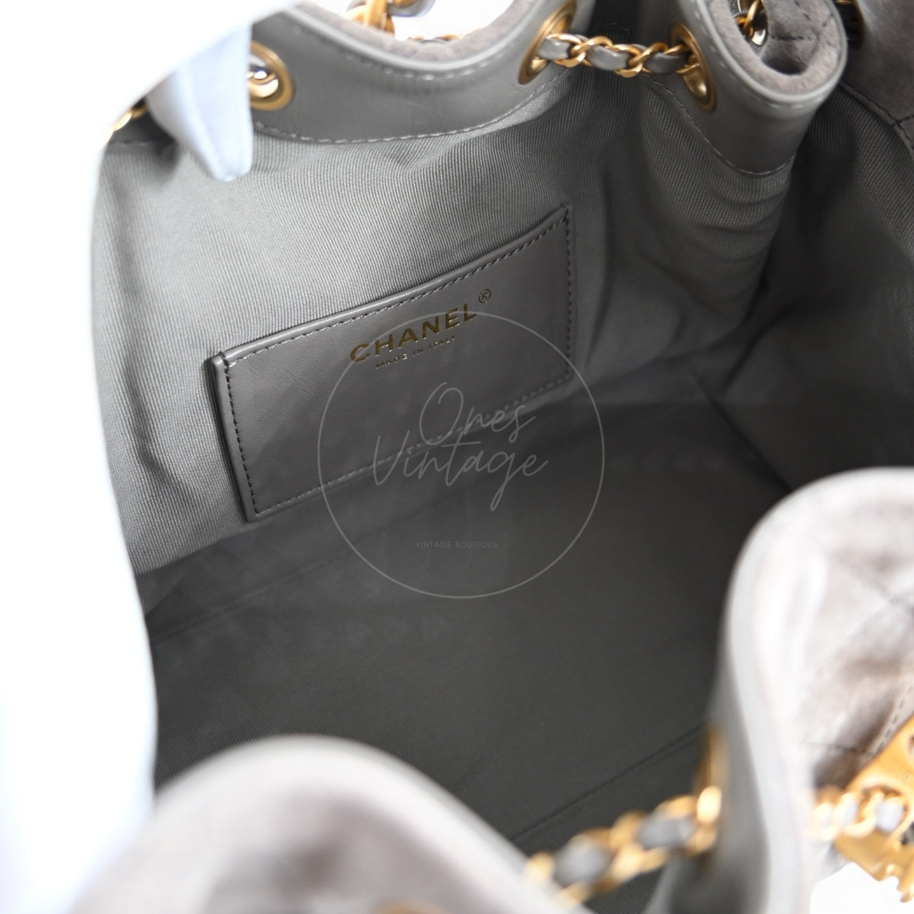 [Unused] Chanel Small 25 Bag Gray Suede GHW Microchip