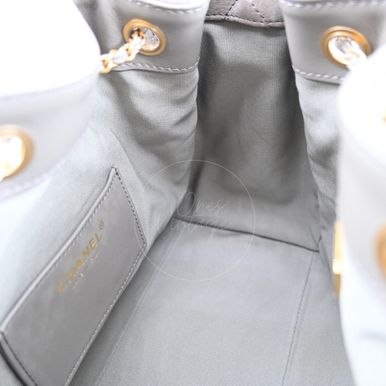 [Unused] Chanel Small 25 Bag Gray Suede GHW Microchip
