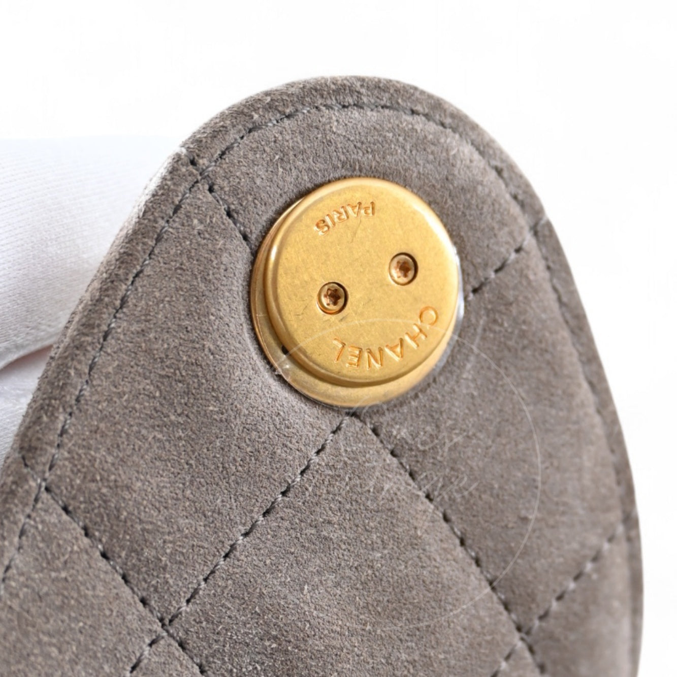 [Unused] Chanel Small 25 Bag Gray Suede GHW Microchip