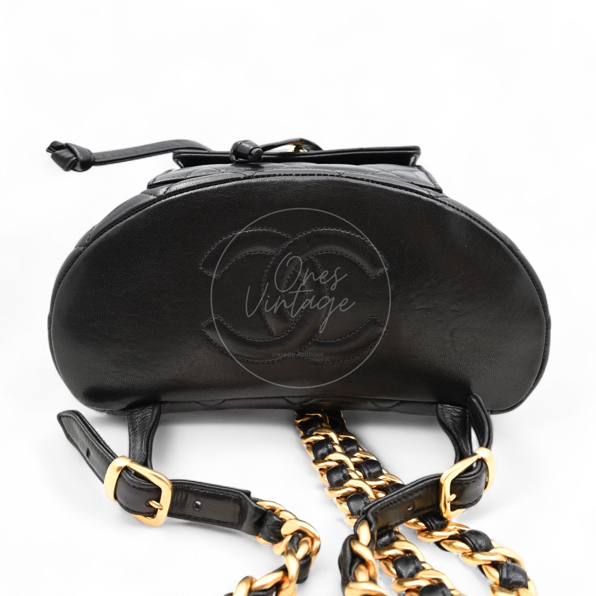 [Pre-owned] Chanel Vintage Black Lambskin Duma Backpack