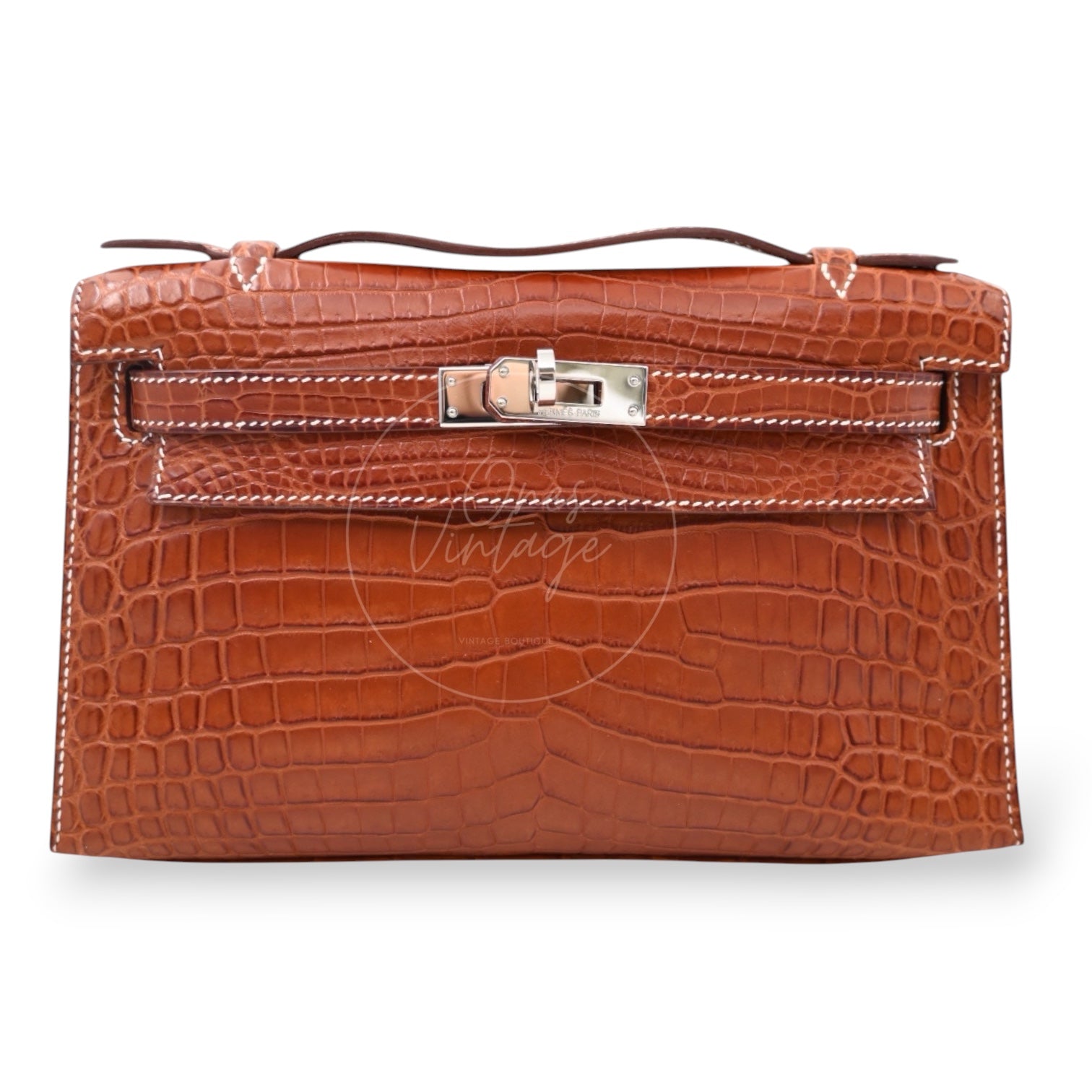 [Pre-owned] Hermes Mini Kelly Pochette Crocody Niloticus Gold Matte PHW Stamp Square J