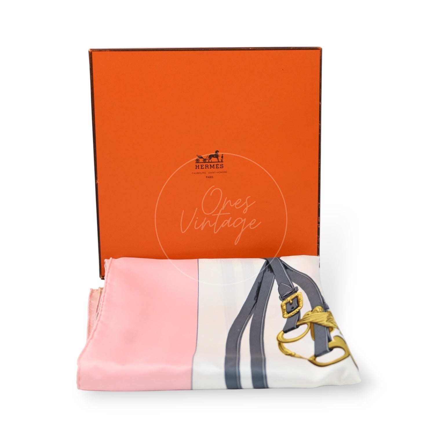 [Pre-owned] Hermes Carre 90 Brides De Gara Pink Silk Square Scarf