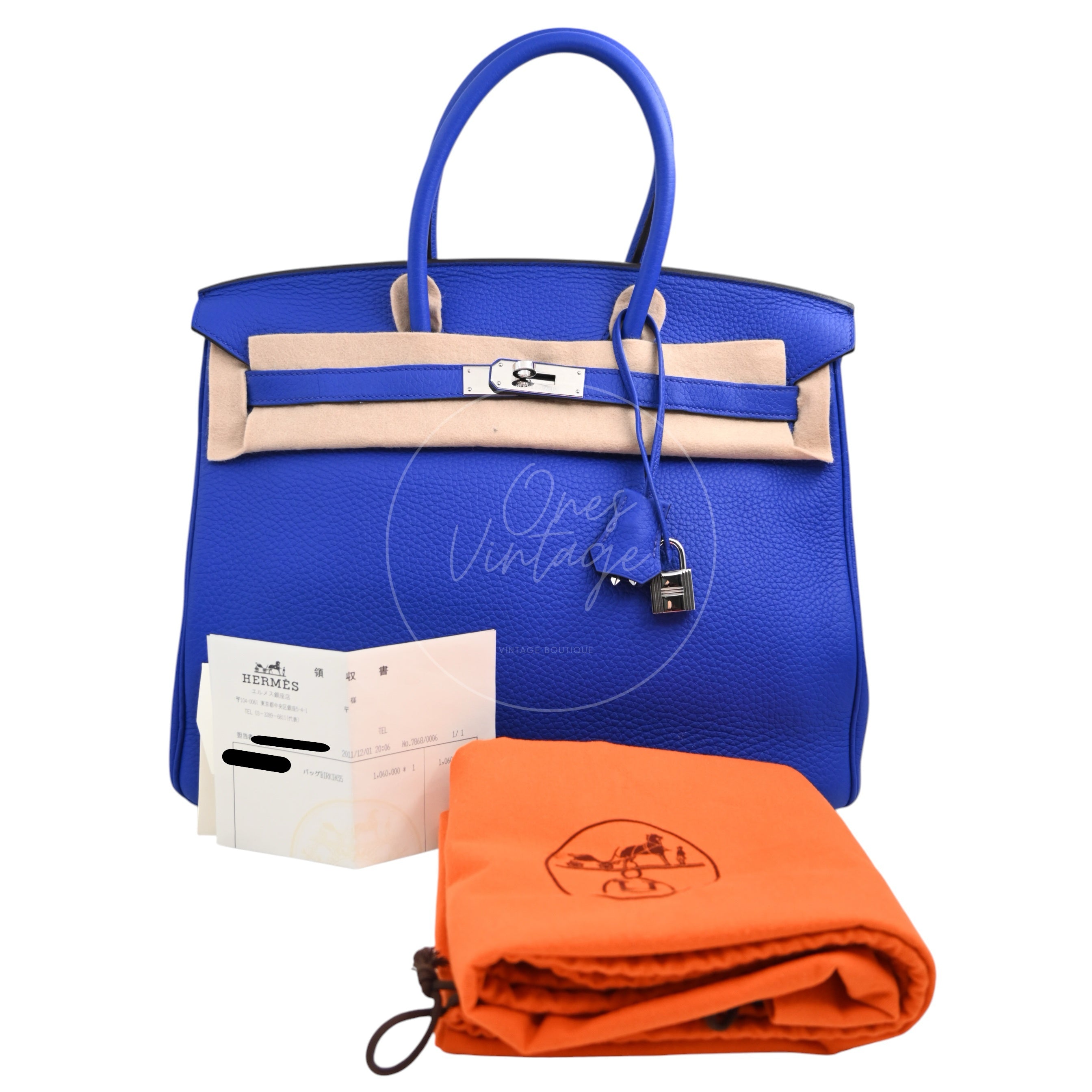 [Pre-owned] Hermes Birkin 35 Electronic Blue Stamp Square O