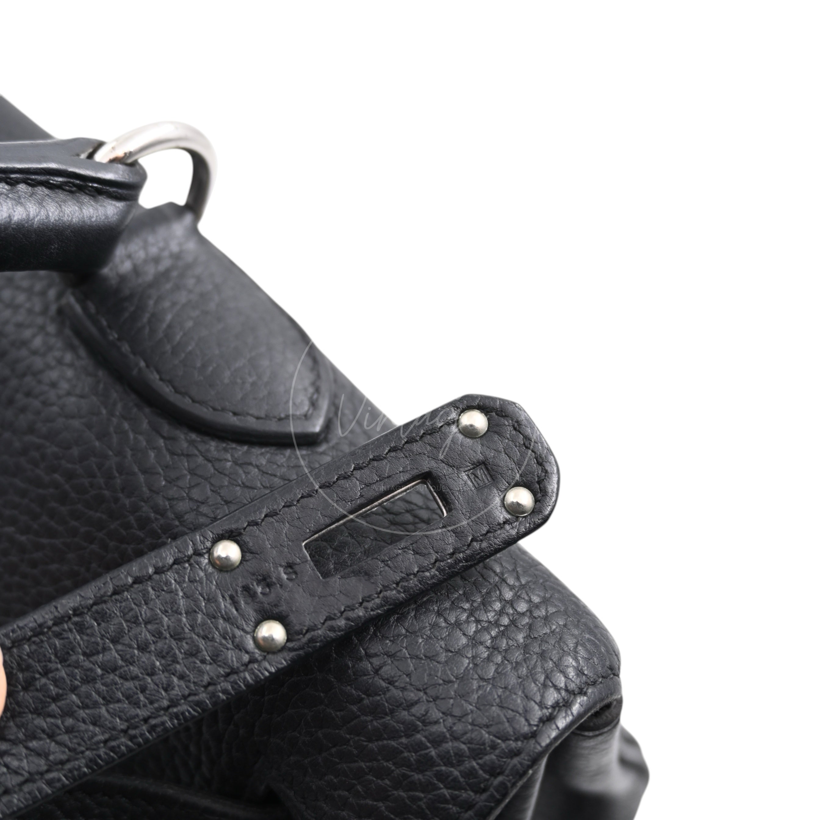 [Pre-owned] Hermes Kelly Shoulder Black PHW Stamp Square M