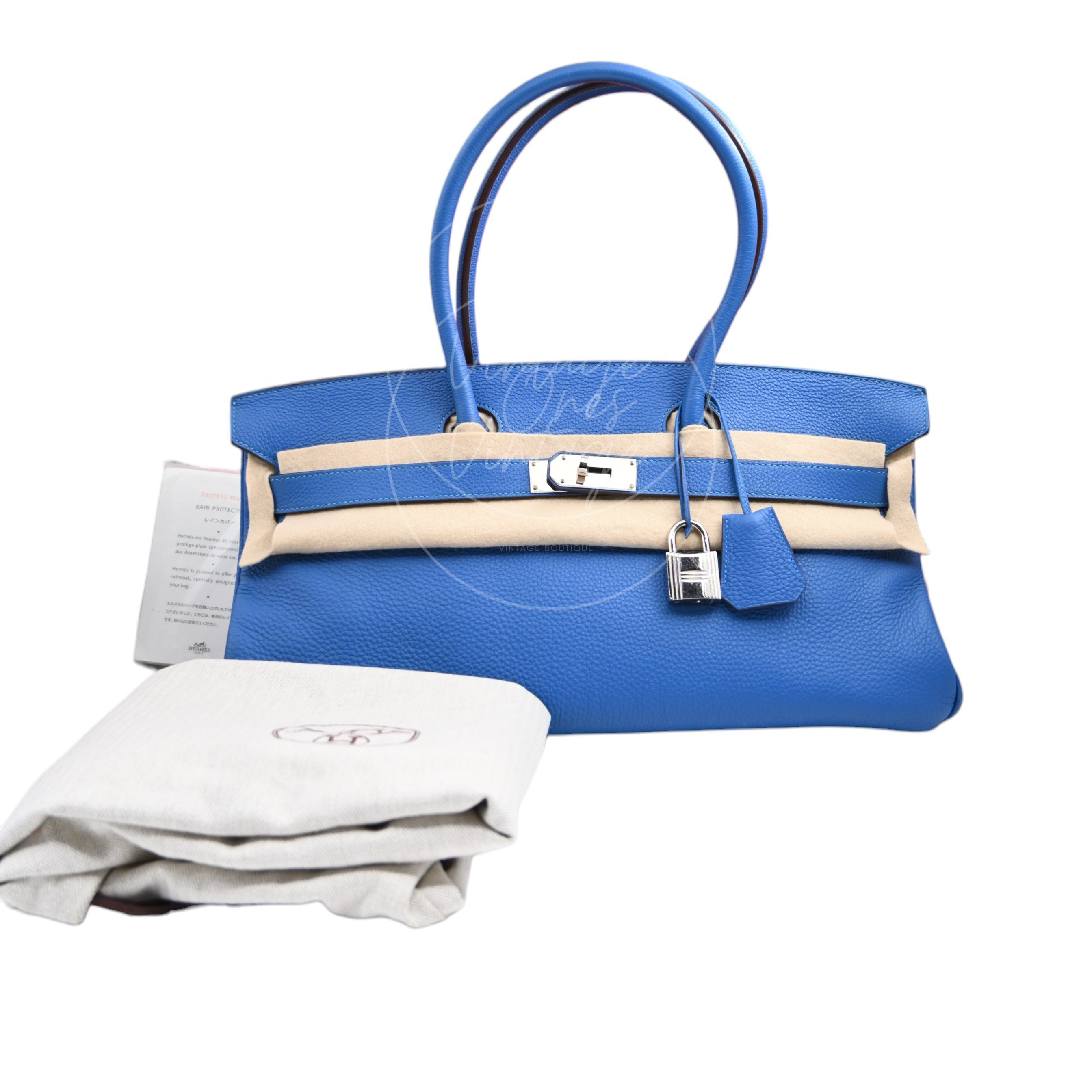[Pre-owned] Hermes Birkin Shoulder Blue Stamp Square O PHW