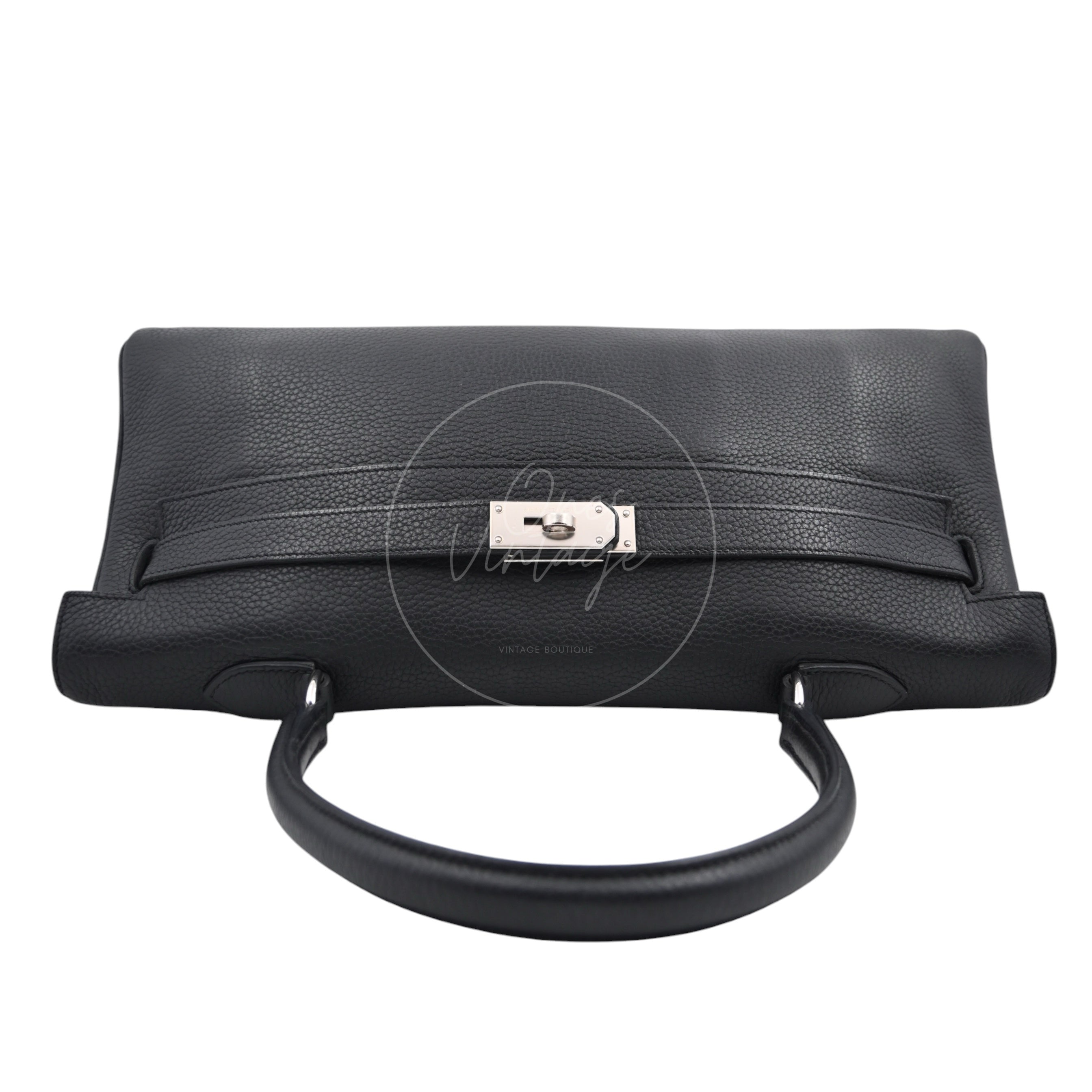 [Pre-owned] Hermes Kelly Shoulder Black PHW Stamp Square M