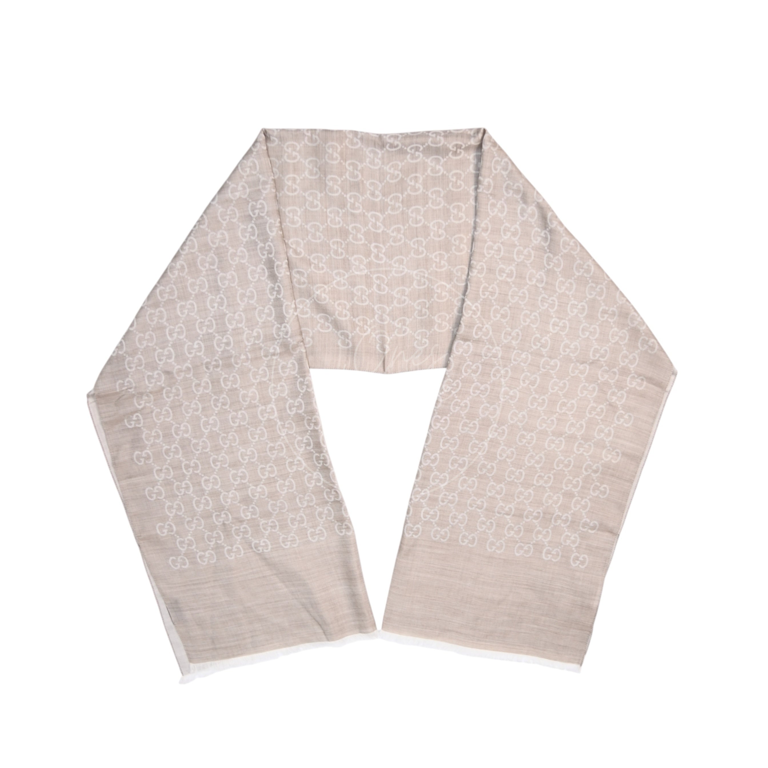 [Unused]Gucci Gray GG Supreme Wool Scarf