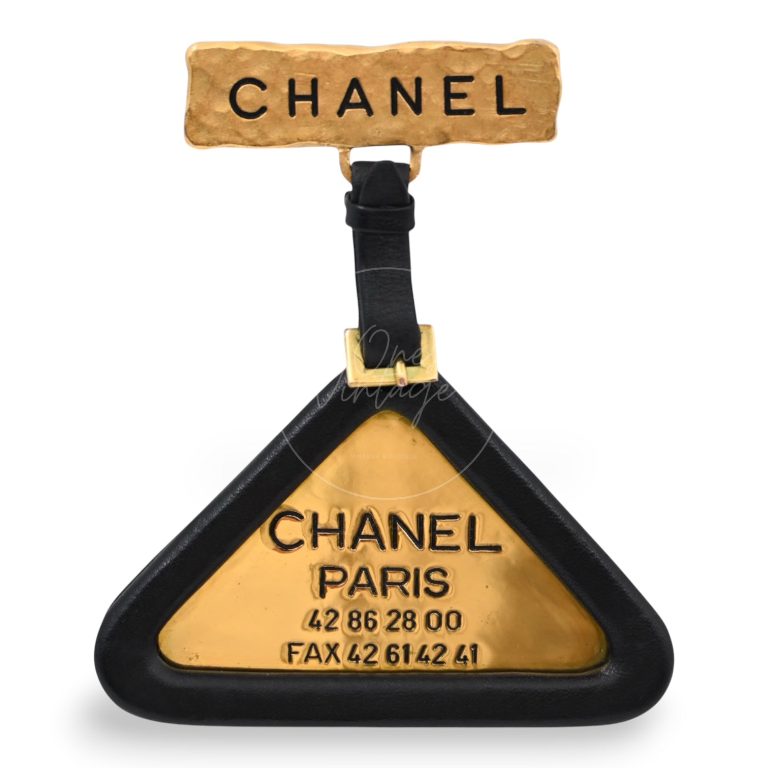 [Pre-owned] Chanel 1990s Triangle Plate Black Golden Brooch