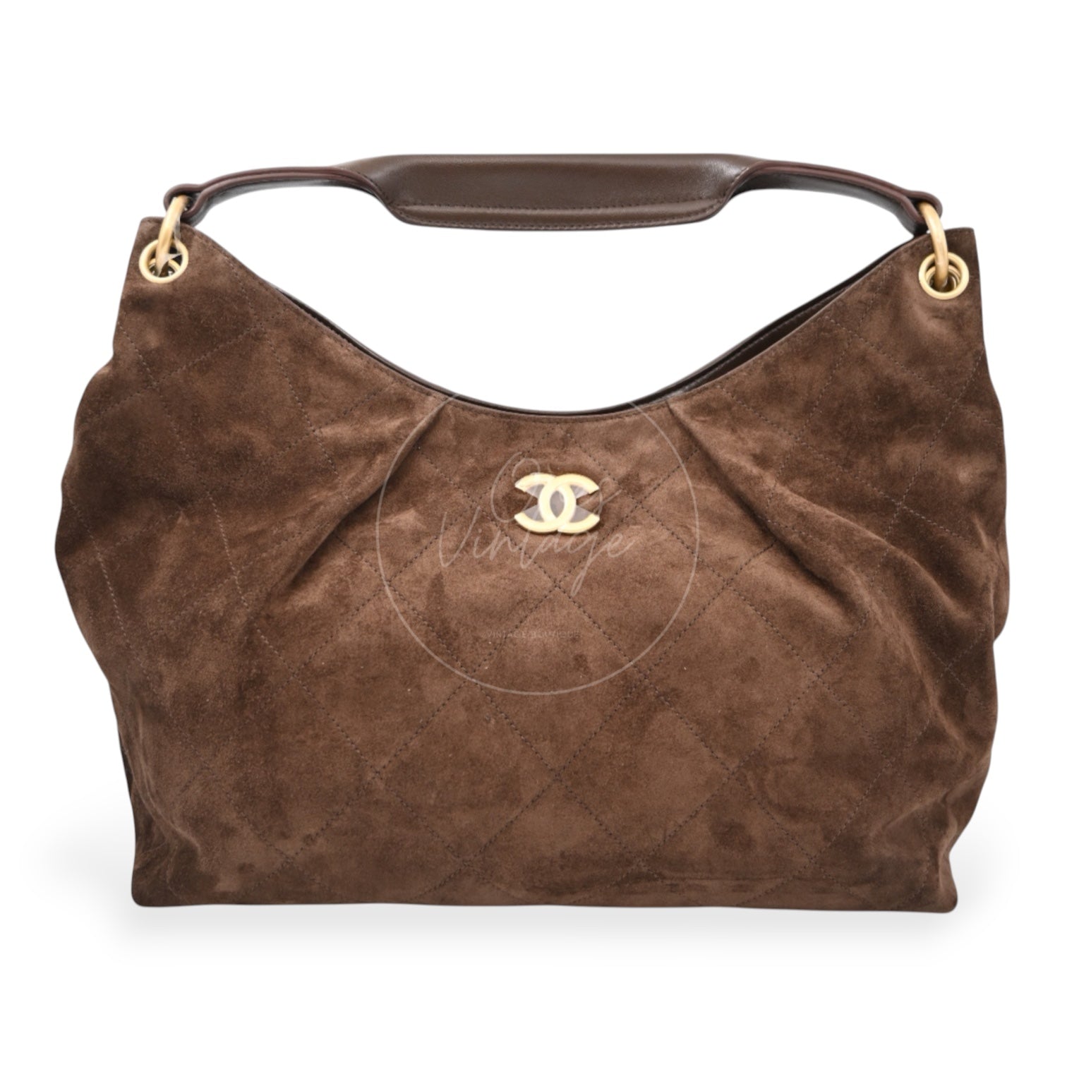 [Unused] Chanel Cruise 25/26 Maxi Suede Calfskin Lambskin Dark Brown Hobo Bag