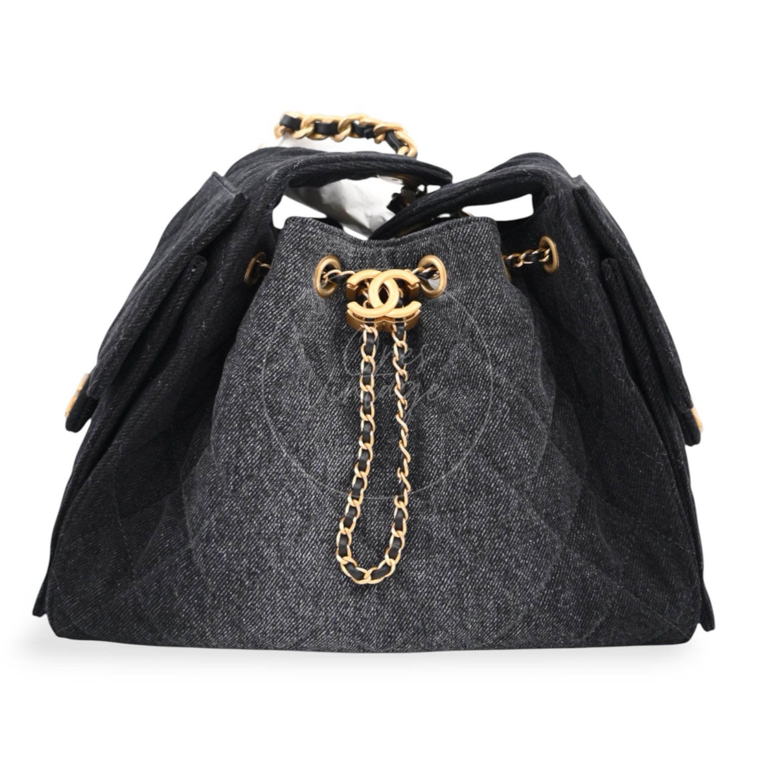 [Unused] Chanel 25 Small Black Denim Handbag
